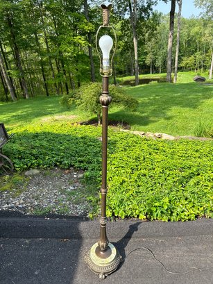 Elegant Floor Lamp With A Tarnished Patina Base