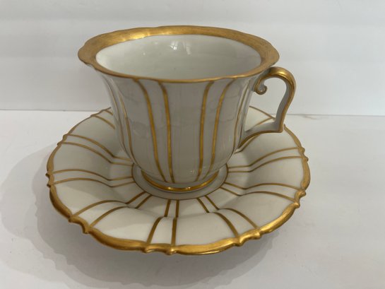 Rare Royal Copenhagen Tea Cup/Saucer Set. White Gold Palace Antique - 22