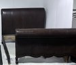 Faux Leather Queen Sleigh Bed With Nailhead Trim