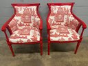 Asian Inspired Oversized Upholstered Arm Chairs By Larren Grey