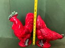 Pair Of Red Roosters By Royal Haeger