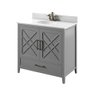 Twin Star Home Bath Vanity In Huron Gray With Stone Vanity Top In White With White Basin And Ba