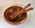 Wooden Salad Bowl And Spoons