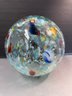 Striking Vintage Multi-Colored Art Glass Orb By Hqt