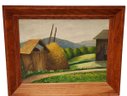 Vintage Impressionist Farm Landscape (Essex CT) Entitled 'Haystack' By Leah Abruza, Circa 1950