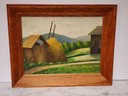 Vintage Impressionist Farm Landscape (Essex CT) Entitled 'Haystack' By Leah Abruza, Circa 1950