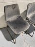 Grey Velvet Chairs With Dark Gold Legs - Set Of 5