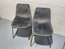 Grey Velvet Chairs With Dark Gold Legs - Set Of 5