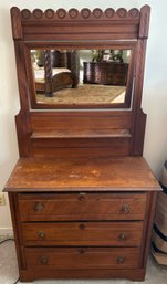 Wooden Dresser With Swivel Mirror