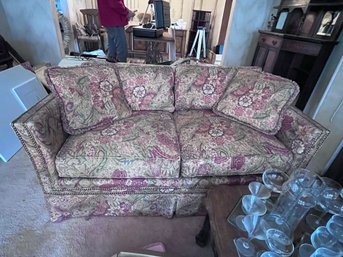 Vintage Frederick Edward Upholstered Loveseat With Nail Head Trim