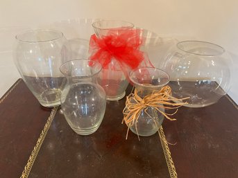 Lot Of 5 Glass Vases