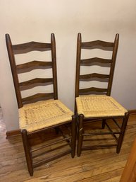 Set Of Vintage Ladder Back Chairs