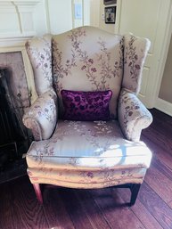 Silk Upholstered Wing Chair