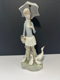 Lladro #4510, Girl With Umbrella & Geese