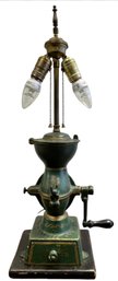 Electrified Antique Coffee Grinder Table Lamp