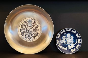 Two Danish Blue And White Plates