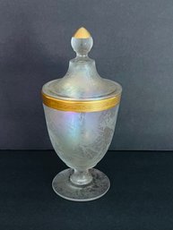 Iridescent Gold Trimmed Apothecary/BonBon Jar