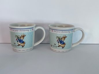 Two Peter Rabbit Christening Mugs
