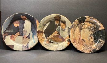 Set Of Three Metal, Norman Rockwell, Freedom Plates, Limited