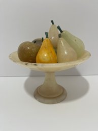 Glass Bowl With Glass/marble Fruit