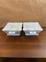Pair Of White Porcelain Baking Dishes With Handles