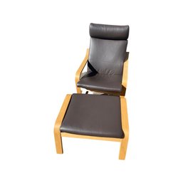 IKEA Poang Chair, Brown Faux Leather