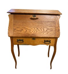 Antique Tiger Oak Drop Down Secretary Desk