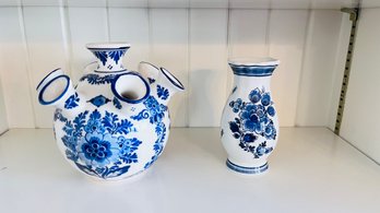 Delft Tulip Finger Vase And Traditional Vase