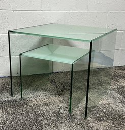 Vintage Tempered Glass Nesting Tables