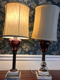 Lot Of Glass And Marble Lamps