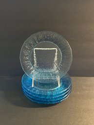 Blue Pressed Glass Cake Plates