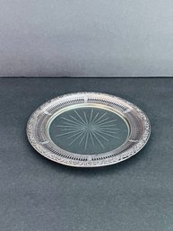 Sterling And Etched Glass Wine Coaster
