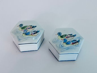 Two Matching Asian Trinket Boxes