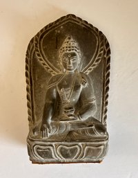 Tibetan Ghau Statue Sitting In Majesty - Buddha Dark Stone