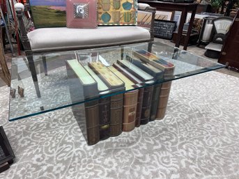 Unique Faux Book Coffee Table With Glass Top