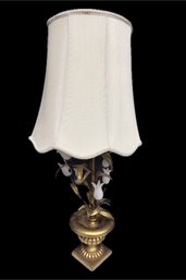 Early 20th Century French Tole Lamp With Alabaster Tulips