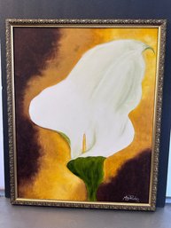 Meg Prado Mid-Century Impressionist Oil Painting Of Cala Lily, Signed