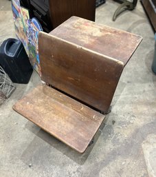 Antique Wood And Cast Iron School Table Desk