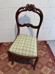 19th Century Victorian Hancrafted, Grape Crested Mahogany Ladder Back Chair