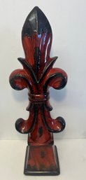 Tall Vintage Sculpture-Like Ceramic New Orleans Fleur De Lis Column