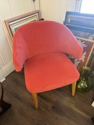Modern Hi-Design Upolstered Accent Arm Chair W/ Vibrant Salmon Color