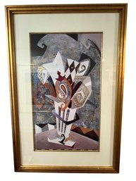 Modernist Intricate Abstract Print By Windsor Art And Mirror Company