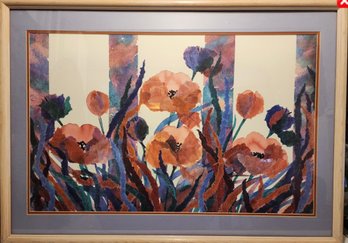Large Vintage Floral Print Under Glass