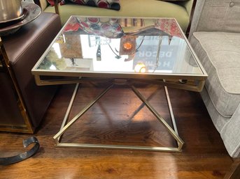 Contemporary Metal And Mirror Glass Cocktail Table
