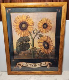 Large Vintage Sunflower Themed Print