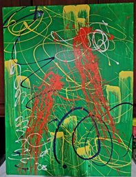 Incredible Modernistic Abstract Oil Painting W/ Rich Impasto And Scribble Design Elements