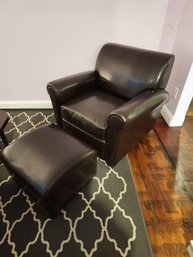 High-Design Mid-Century Modern Black Leather Chair And Ottoman