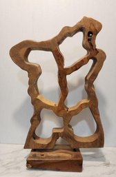 Superb Modernist Abstract Brutalist Sculpture Hand-Carved From One Piece Of Wood