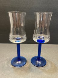 Vonpok Cordial Glasses With Blue Stem
