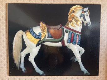 Carousel Horse Print On Wood
